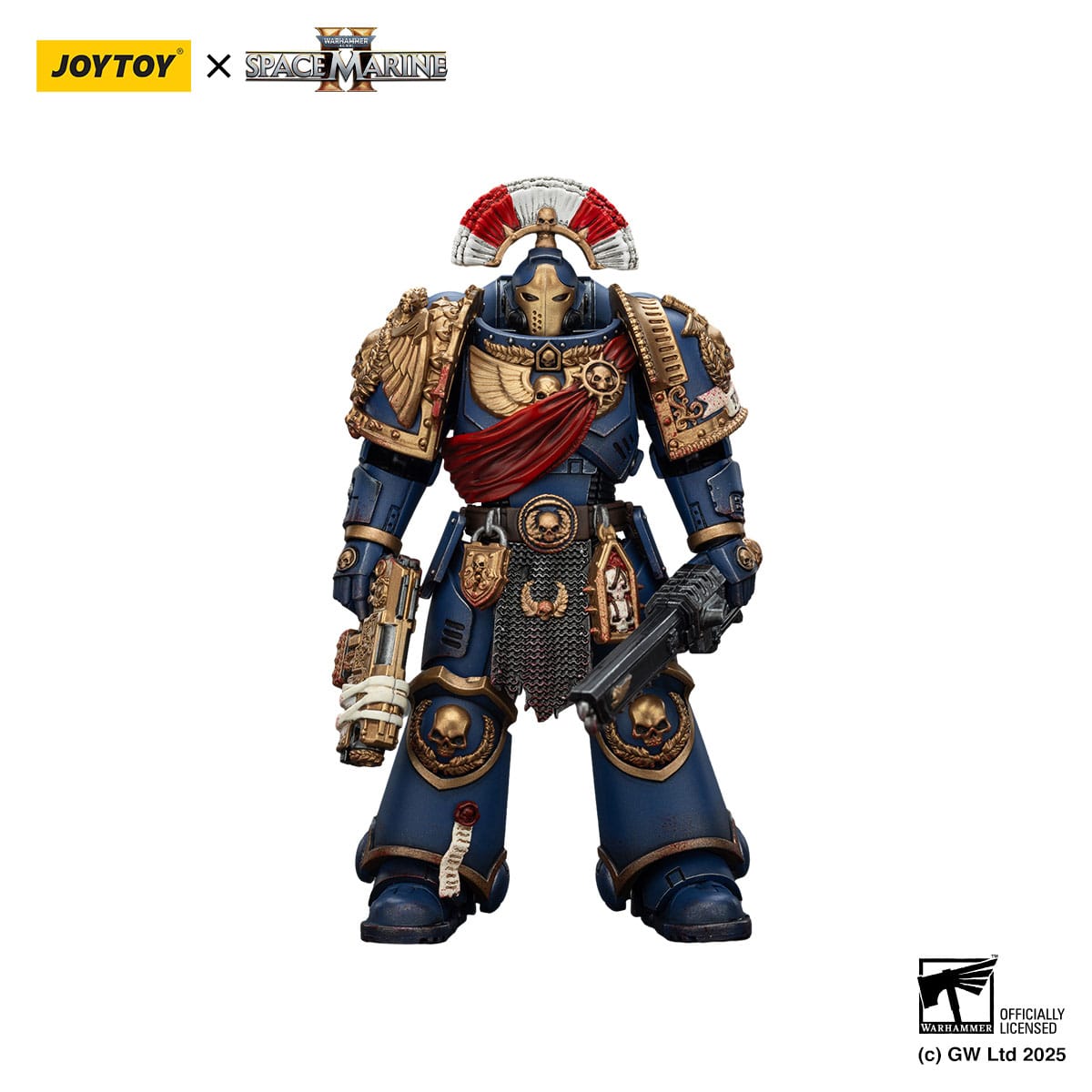 Warhammer 40k: Space Marine 2: Ultramarines: Secundus Armor with Artificer Bolt Rifle, Chainsword and Bolt Pistol: Action Figure - Joy Toy Action Figures