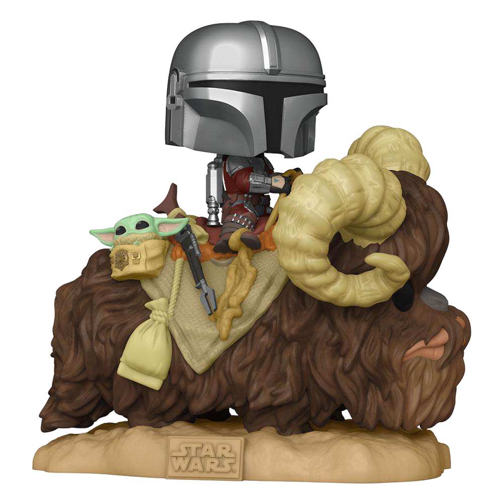 Star Wars The Mandalorian POP! Deluxe Vinyl Figure The Mandalorian on Wantha with Child in Bag - Funko Pop! Figures
