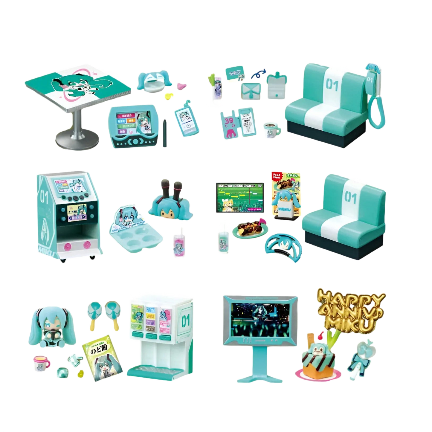 Hatsune Miku Karaoke: Accessories Sets:6 Pack: Full Wave - Re-Ment Blind Boxes, Mini Figures & Capsule Toys