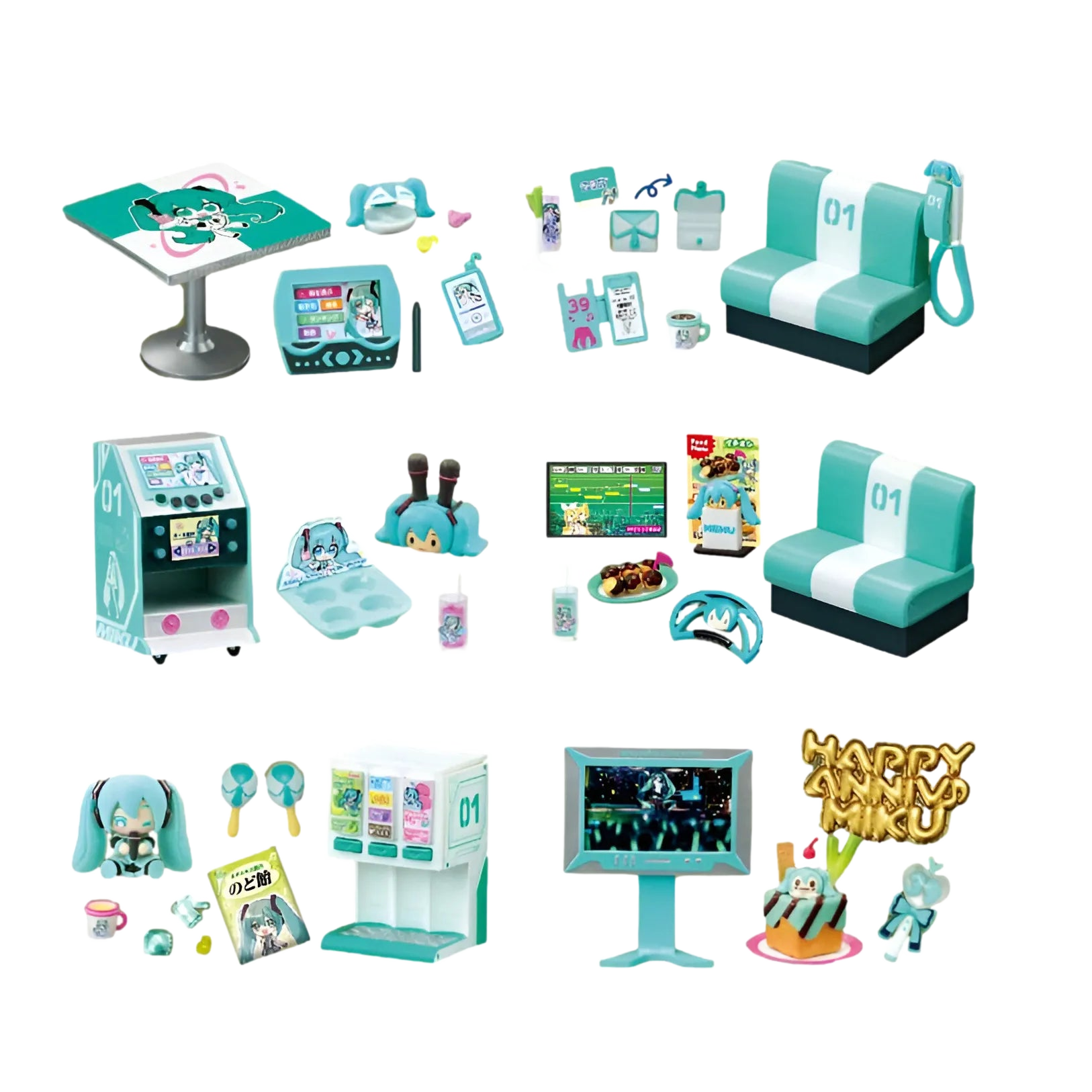 Hatsune Miku Karaoke: Accessories Sets:6 Pack: Full Wave - Re-Ment Blind Boxes, Mini Figures & Capsule Toys