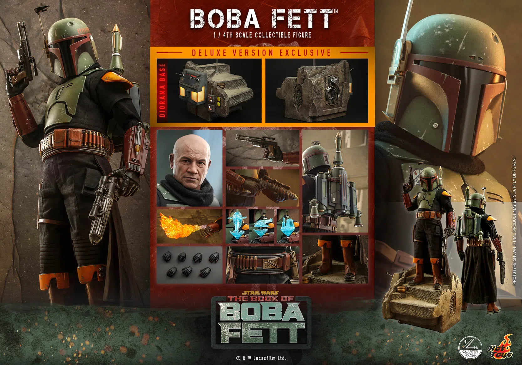 Boba Fett: Deluxe: Star Wars: The Book Of Boba Fett: Quarter Scale: QS023: Hot Toys