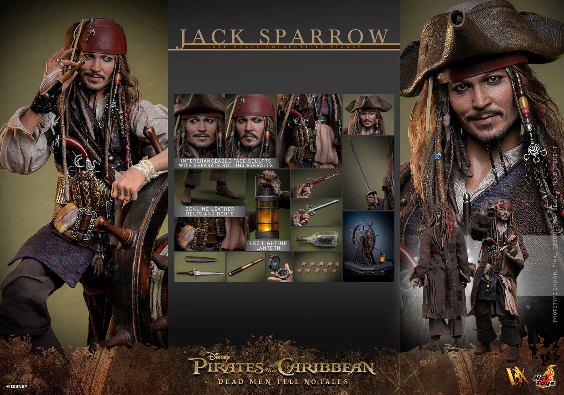 Jack Sparrow: Pirates Of The Caribbean: Dead Men Tell No Tales: Standard: Sixth Scale: DX37: Hot Toys
