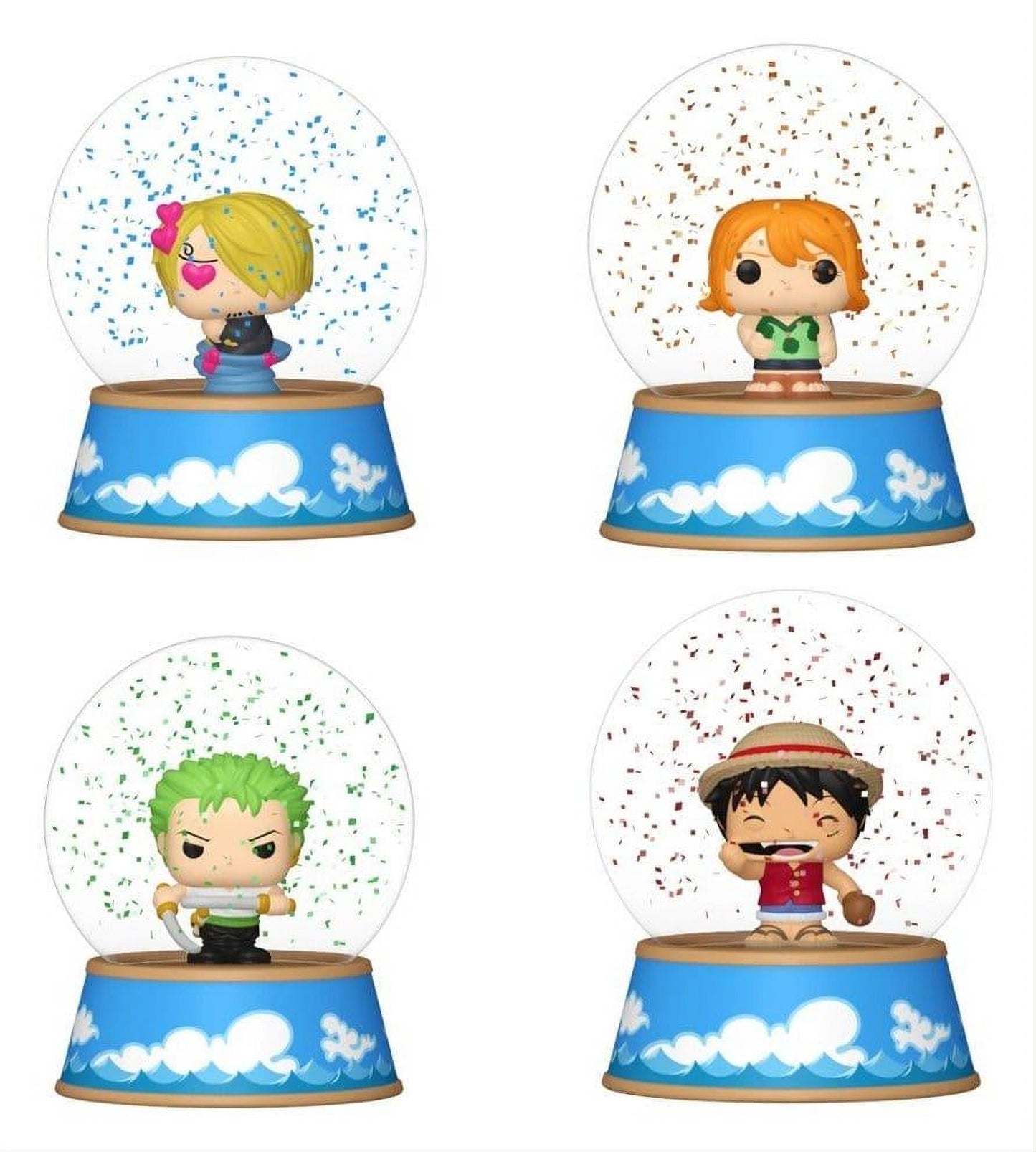 One Piece Mini Figures Glitter Globes PDQ 5 cm Display Box Qty 12