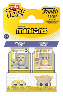 Minions Bitty POP! Vinyl Figures 2-Pack Pajama Bob & Tourist Dave 2 cm - Funko Mini Figures, Pop! Figures