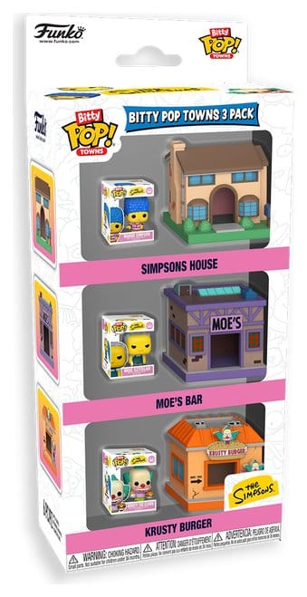 The Simpsons Bitty POP! Towns Vinyl Figure 3-Pack Springfield - Funko Mini Figures, POP! Figures