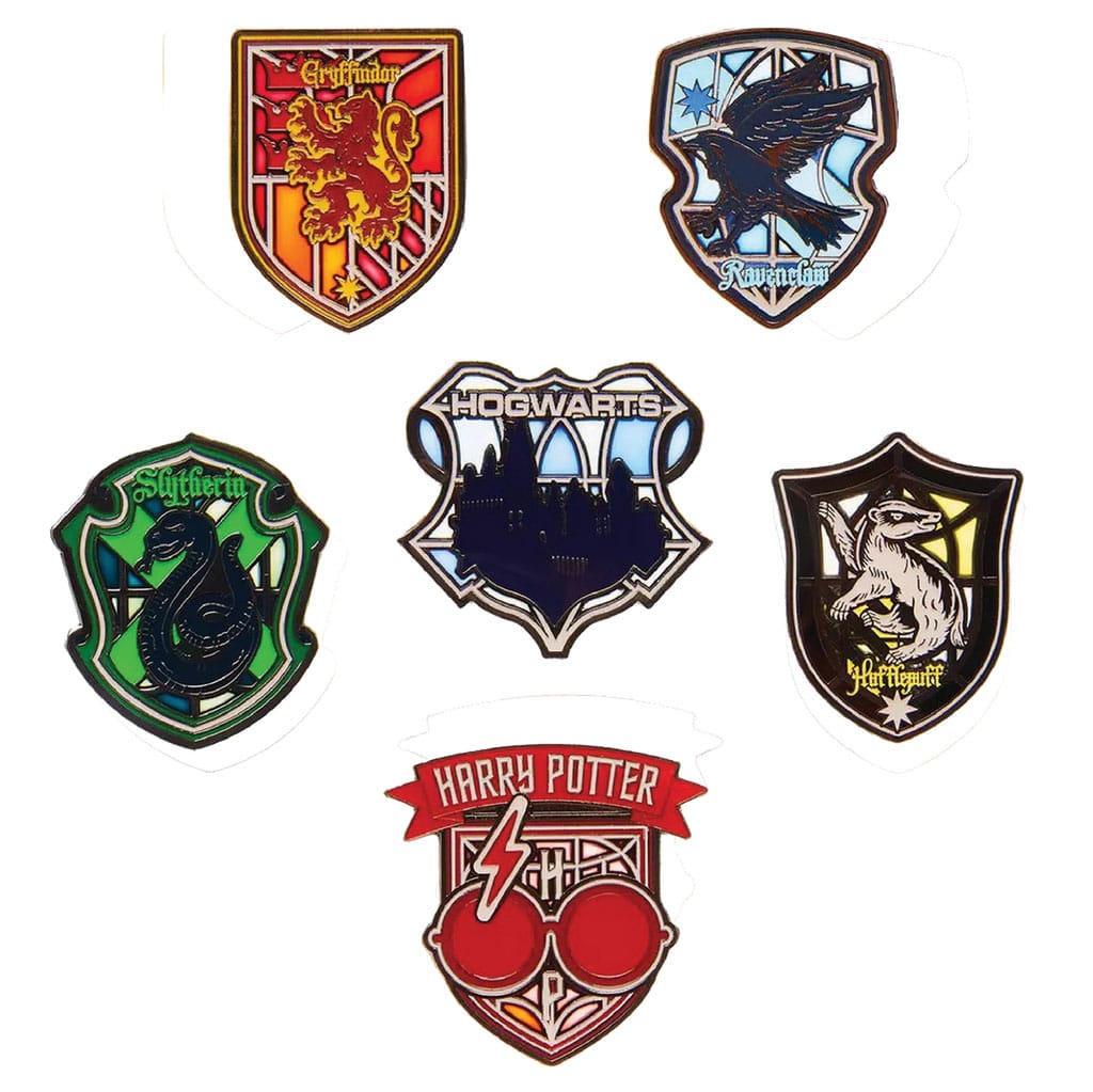 Harry Potter Loungefly Enamel Pins Stained Glass Display Box Qty 12