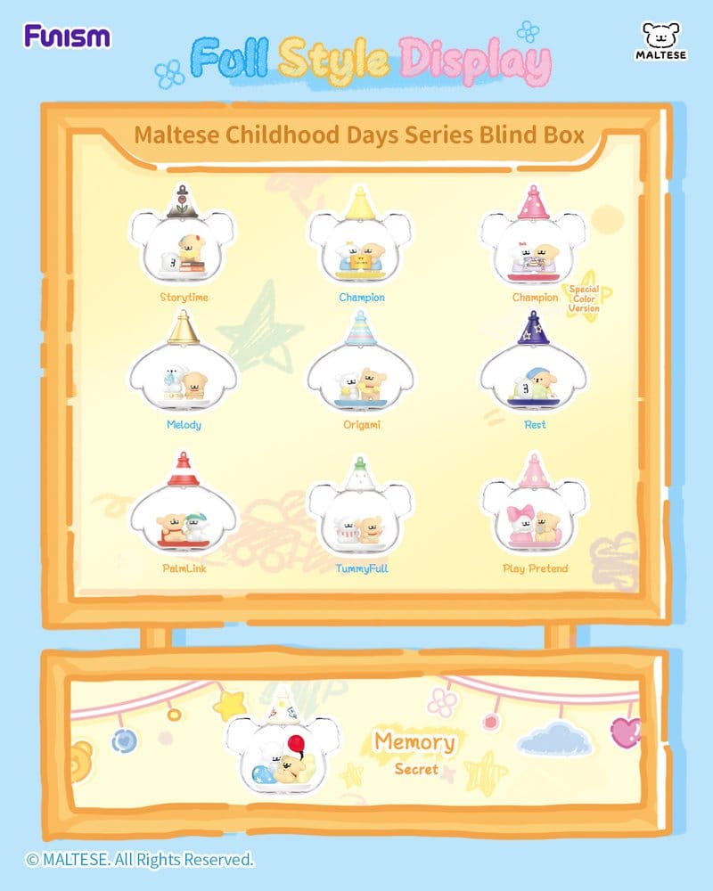 Maltese Childhood Days Series Mini Figure Blind Box Display Box Qty 8 - Funism Mini Figures, Blind Boxes