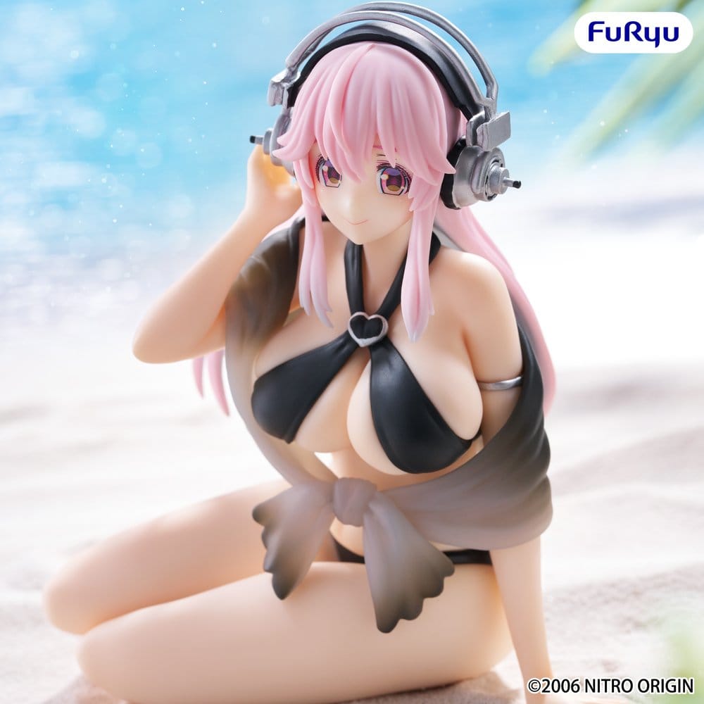 Super Sonico Noodle Stopper PVC Statue Super Sonico Swimsuit Black Color Ver. - Furyu Statues