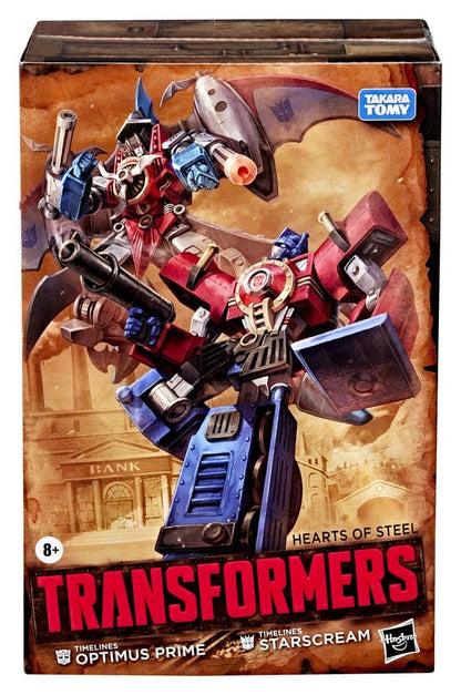 Transformers Timelines Hearts of Steel Comic Edition Action Figures Optimus Prime & Starscream