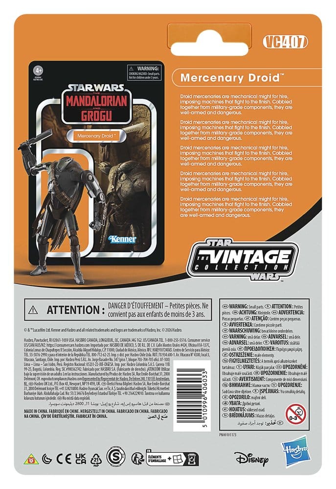 Star Wars: The Mandalorian and Grogu Vintage Collection Action Figure Mercenary Droid - Hasbro Action Figures