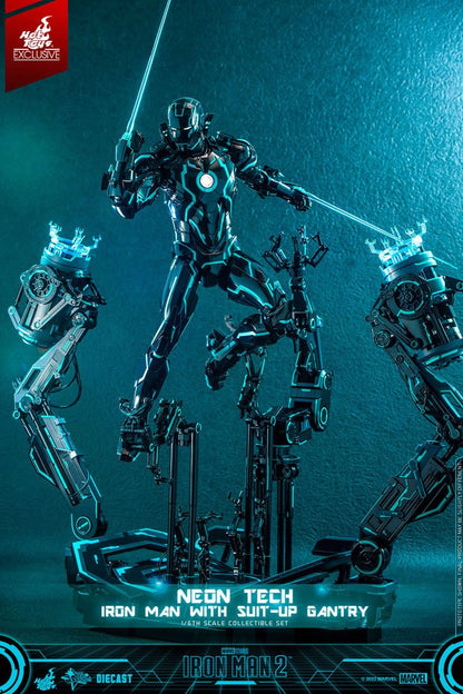 Iron Man 2: Neon Tech Iron Man with Suit-Up Gantry: 1/6 Scale Action Figure Set