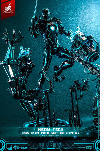 Iron Man 2: Neon Tech Iron Man with Suit-Up Gantry: 1/6 Scale Action Figure Set