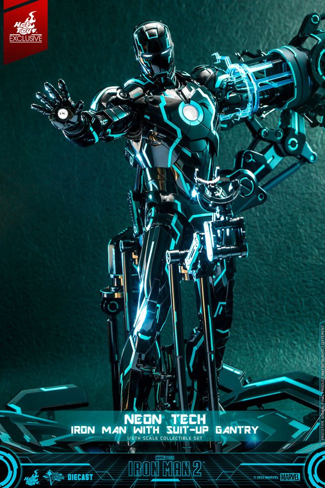 Iron Man 2: Neon Tech Iron Man with Suit-Up Gantry: 1/6 Scale Action Figure Set