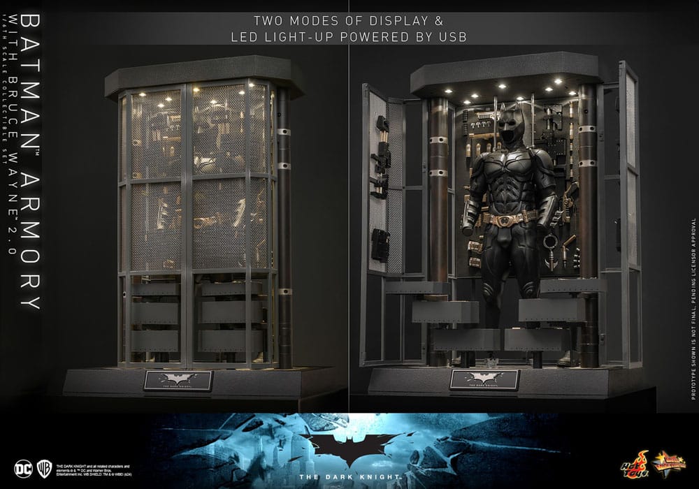 Batman: The Dark Knight: Armory With Bruce Wayne & Batman: 2.0 - Hot Toys Action Figures