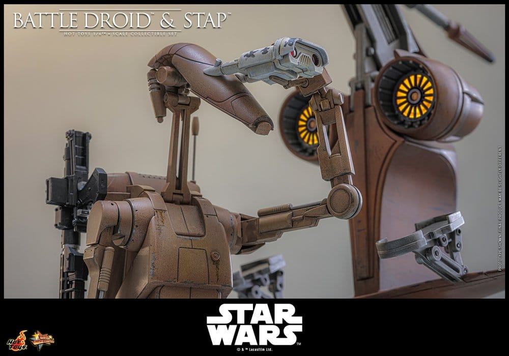 Star Wars: The Phantom Menace Movie Masterpiece Action Figure Set 1/6 Battle Droid & STAP 32 cm - Hot Toys Action Figures