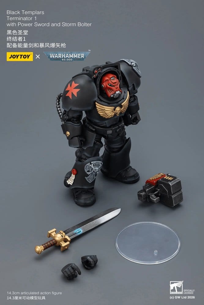 Warhammer 40,000 Action Figure Black Templars Terminator 1 with Power Sword and Storm Bolter 14 cm - Joy Toy Action Figures