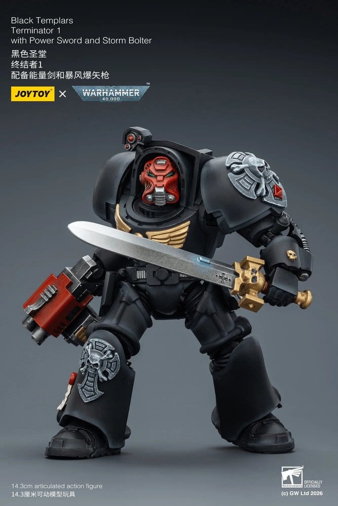 Warhammer 40,000 Action Figure Black Templars Terminator 1 with Power Sword and Storm Bolter 14 cm - Joy Toy Action Figures