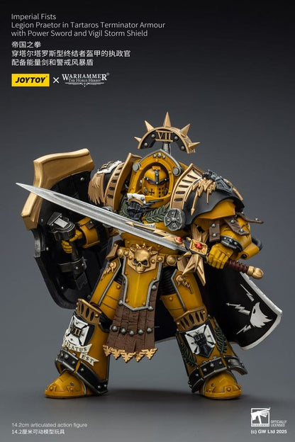 Warhammer Imperial Fists Action Figure Legion Praetor in Tartaros Terminator Armourwith Power Sword and Vigil Storm Shield 14 cm - Joy Toy (CN) Action Figures