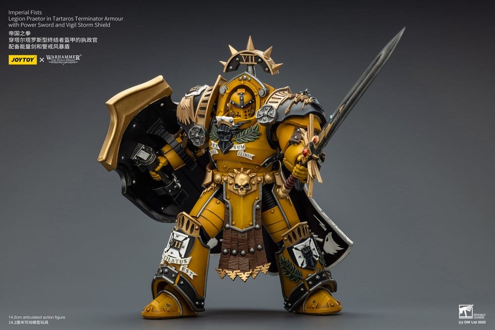 Warhammer Imperial Fists Action Figure Legion Praetor in Tartaros Terminator Armourwith Power Sword and Vigil Storm Shield 14 cm - Joy Toy (CN) Action Figures