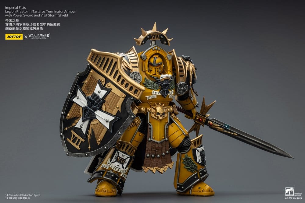 Warhammer Imperial Fists Action Figure Legion Praetor in Tartaros Terminator Armourwith Power Sword and Vigil Storm Shield 14 cm - Joy Toy (CN) Action Figures
