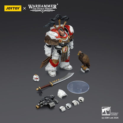 Warhammer 40,000 Action Figure White Scars Legion Praetor in Cataphractii Terminator Armour with Cyber Hawk Chogorian sword and combi-melta 14 cm - Joy Toy Action Figures