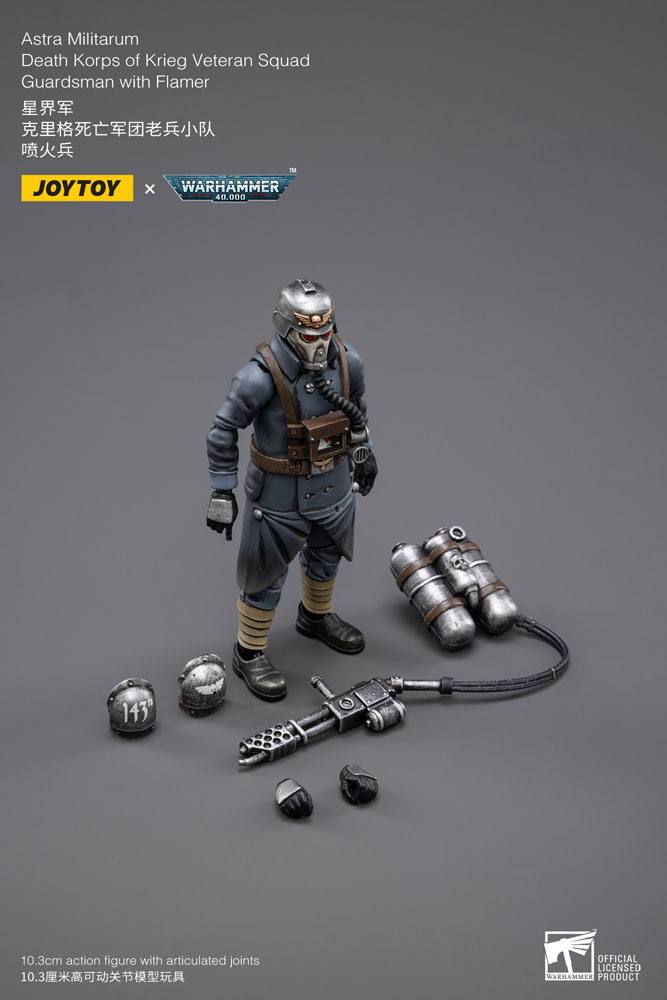 Warhammer 40k Action Figure 1/18 Death Korps of Krieg Veteran Squad Guardsman with Flamer - Joy Toy Action Figures