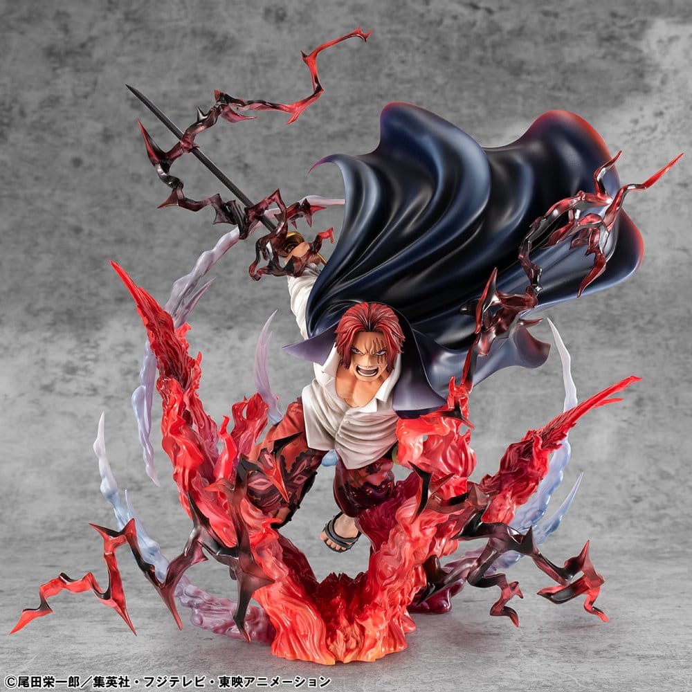 One Piece P.O.P SA-MAXIMUM PVC Statue Leader of Red Hair Pirates Red-Haired Shanks Kamusari 25 cm - Megahouse Statues