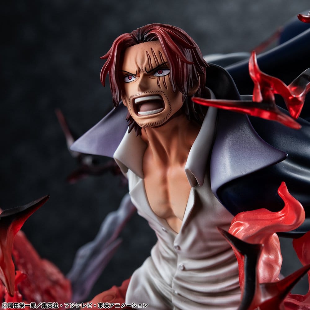 One Piece P.O.P SA-MAXIMUM PVC Statue Leader of Red Hair Pirates Red-Haired Shanks Kamusari 25 cm - Megahouse Statues