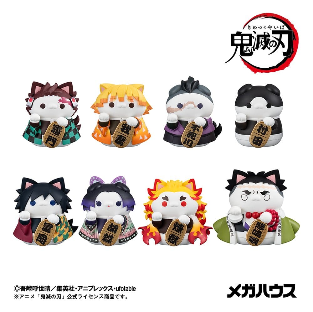 Demon Slayer: Kimetsu no Yaiba Mega Cat Project Trading Figure Fortune Cats Ver. 01 7 cm Blind Box Assortment Box Qty 8 - Megahouse Mini Figures, Blind Boxes
