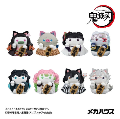Demon Slayer: Kimetsu no Yaiba Mega Cat Project Minifigures 6 cm Demon Slayer Fortune Cats ver. 02 Blind Box Display Box Qty 8 (Repeat) - Megahouse Mini Figures, Blind Boxes