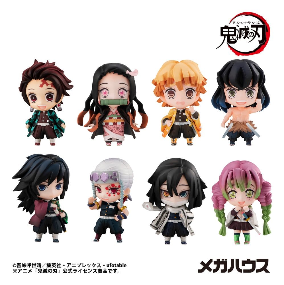 Demon Slayer Kimetsu no Yaiba Trading Figure Tanjiro & Friends 5 cm Assortment Box Qty 8 - Megahouse Mini Figures, Blind Boxes