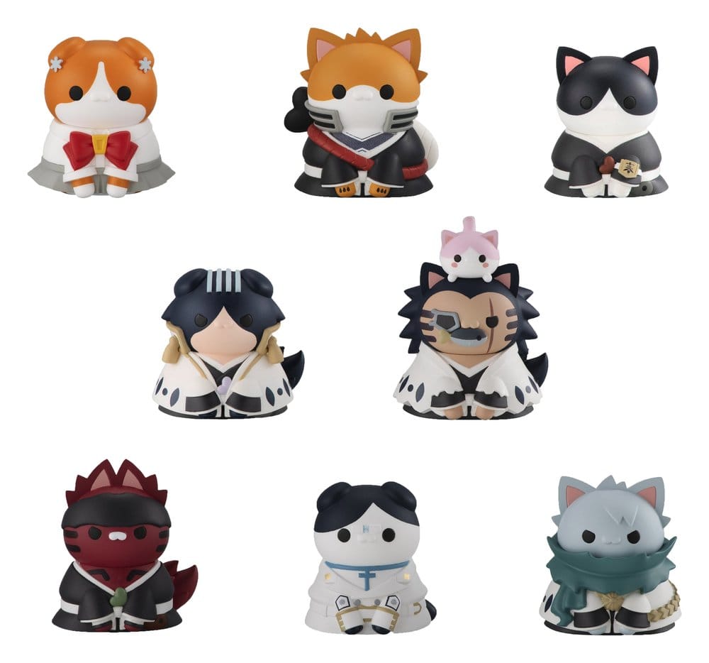 Bleach Mega Cat Project Minifigures 3 cm Thousand-Year Blood War Bleach Nyan Blind Box Display Box Qty 8 (Repeat) - Megahouse Mini Figures, Blind Boxes