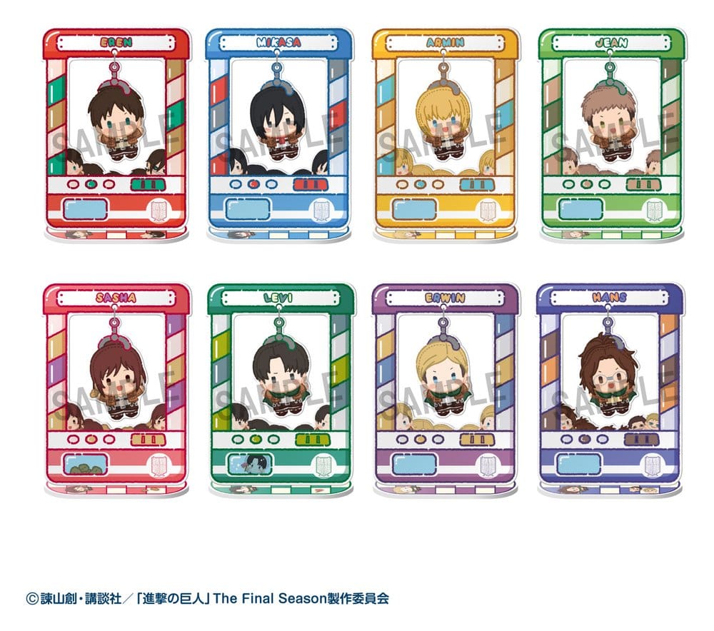 Attack on Titan Acrylic Figure Chara Catcher Blind Box Display Box Qty 8 - Megahouse Mini Figures, Blind Boxes