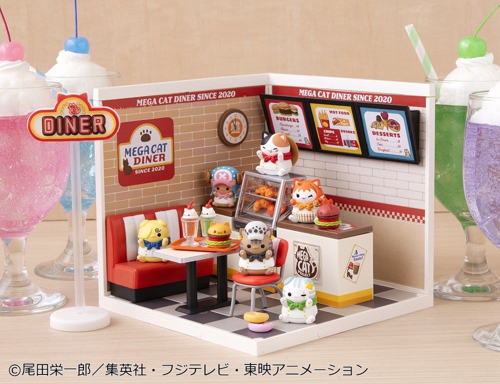One Piece Mega Cat Project Mini Figures NyanPieceNyan! Diner! 3 cm Blind Box Display Box Qty 6 - Megahouse Mini Figures, Blind Boxes