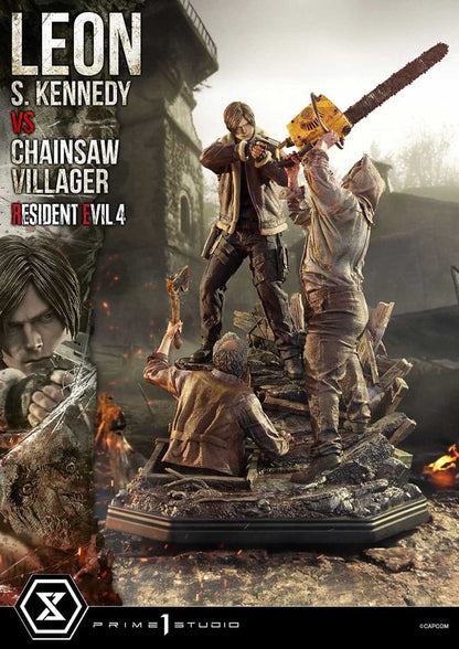 Resident Evil 4 Ultimate Premium Masterline Series Statue 1/4 Leon S. Kennedy vs. Chainsaw Villager Bonus Ver. 76 cm - Prime 1 Studio Statues