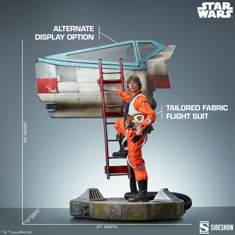 Star Wars Premium Format Statue Luke Skywalker & X-Wing: Red Five, Standing By 76 cm - Sideshow Collectibles Statues