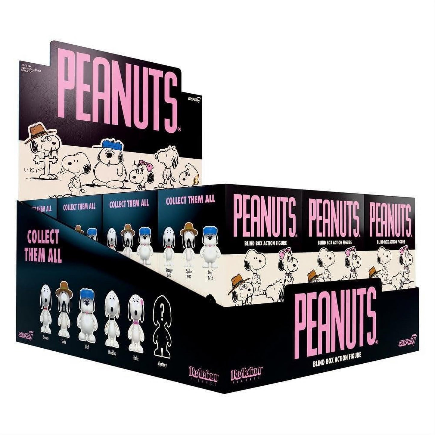 Peanuts ReAction Action Figures Snoopy's Siblings Wave 10 Blind Box Display 12 - Super7 Blind Boxes