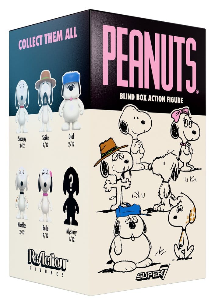 Peanuts ReAction Action Figures Snoopy's Siblings Wave 10 Blind Box Display 12 - Super7 Blind Boxes