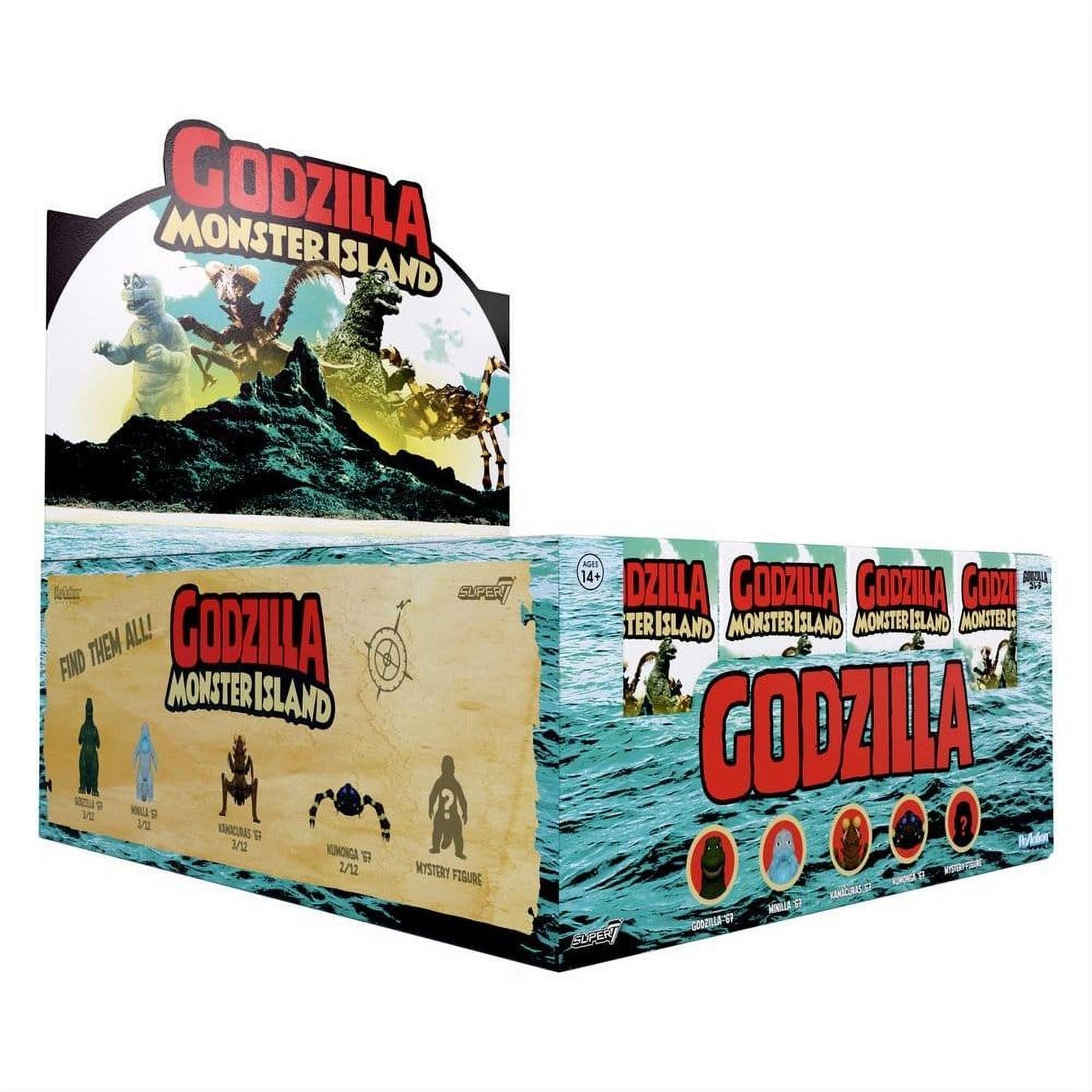 Godzilla Toho (Monster Island) Action Figure Wave 13 Blind Box Display Box Qty 12 - Super7 Action Figures, Blind Boxes