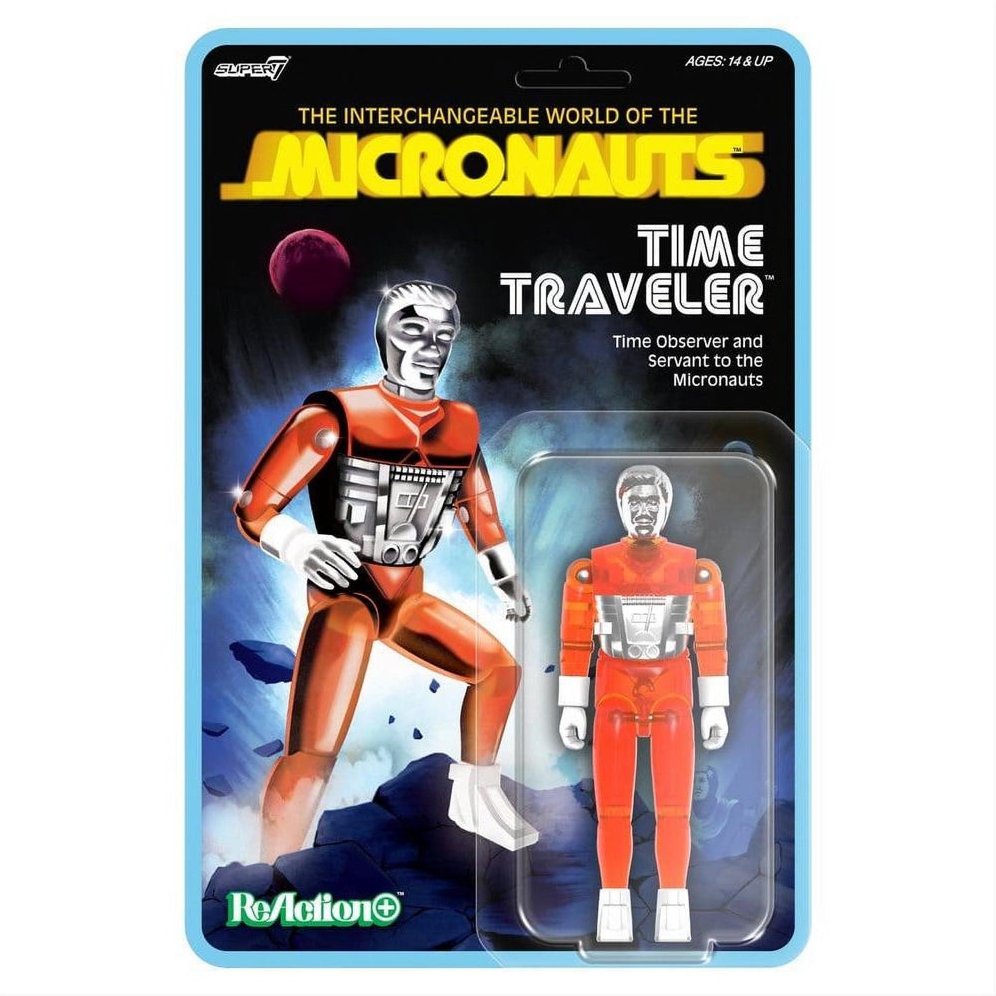 Micronauts ReAction+ Action Figure Wave 04 Time Traveler (Translucent Orange) - Super7 Action Figures