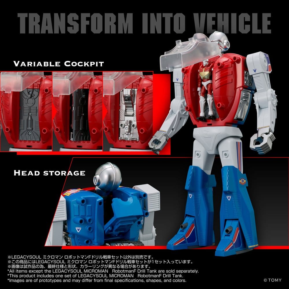 Microman Legacysoul Action Figure Robotman F Drill Tank - Takara Tomy Action Figures