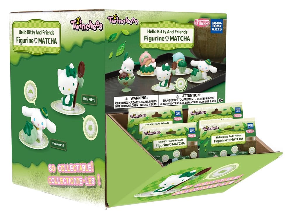 Sanrio Twinchees Mini Figures Hello Kitty & Friends I Love Matcha 5 cm Blind Pack Display Box Qty 24