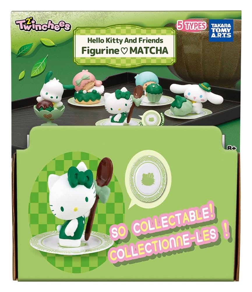 Sanrio Twinchees Mini Figures Hello Kitty & Friends I Love Matcha 5 cm Blind Pack Display Box Qty 24